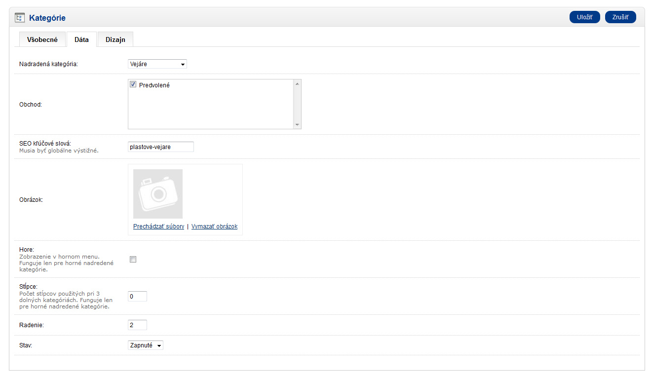 OpenCart edit kategoria data