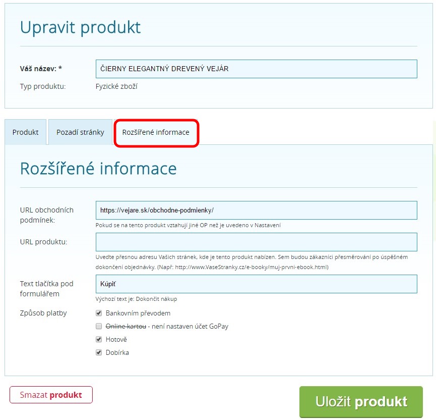 Rozšírené nastavenia