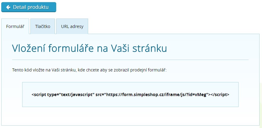 Vložiť celý formulár na stránku